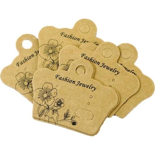 Earring Card Holds 5x4cm Kraft Paper Crown Shape Jewlery Card 100Pcs/lot Fashion Jewelry Earring Cards Paper Display Packaging