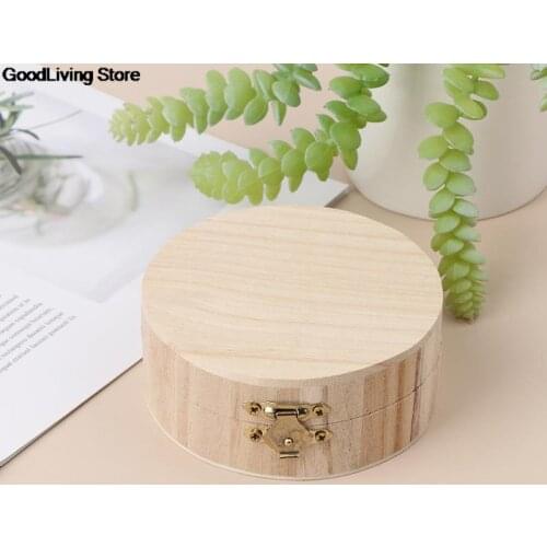 1Pc Vintage Round Wooden Jewelry Box Case Organizer Storage Boxes jewelry organizer for cosmetics Storage makeup
