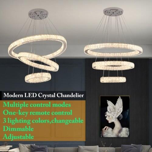 Modern LED Crystal Chandelier For Living Room Parlor Pendant Lights Lustre Suspension Luminaire Hanging Fixture Home Decoration