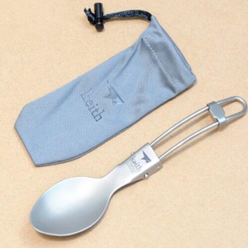 Keith Dinner Spoon Titanium Tableware Portable Folding Cutlery Cookware Picnic Titanium Spoon Ti5305