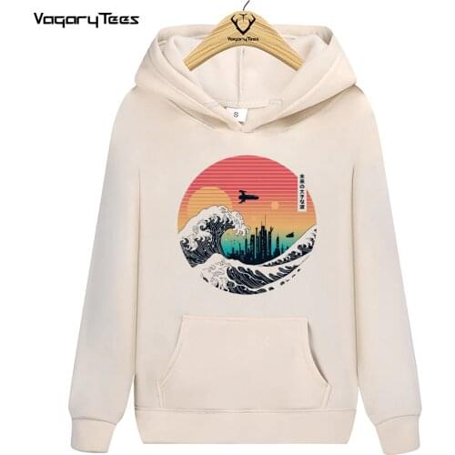 Vintage Graphic The Great Future Wave Pullovers Classic Print Sweatshirt Hoodies Unisex japan style Tops