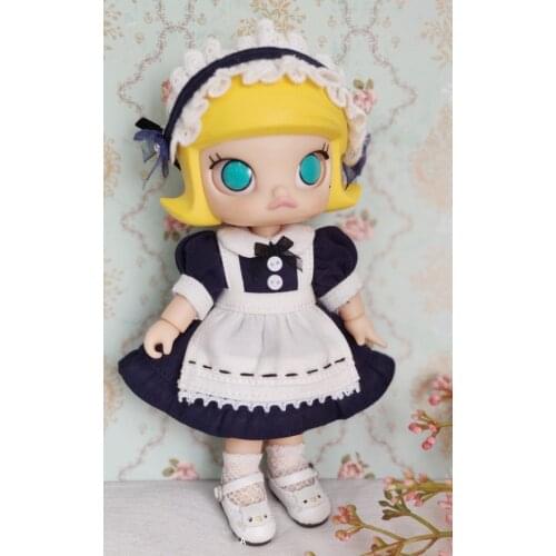 Vintage Maid Outfit With Headdress 16cm BJD Ob11 Doll Clothes 1/12 Doll House GSC YMY P9 Universal Clothes Accessory