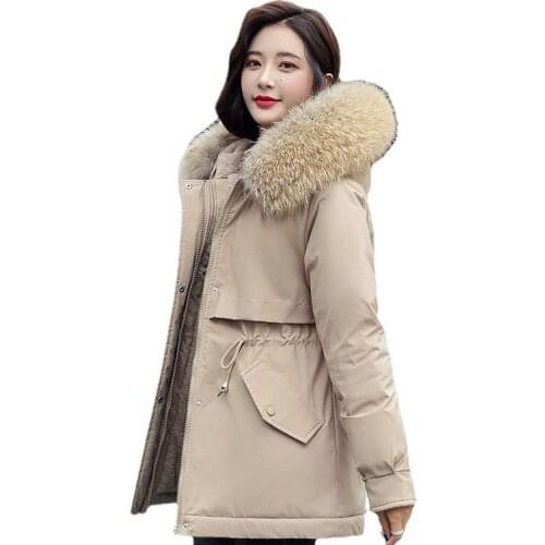 2021 New Cotton Thicken Warm Winter Jacket Coat Women Casual Parka Winter Clothes Fur Lining Hooded Parka Mujer Snow Wear Coats