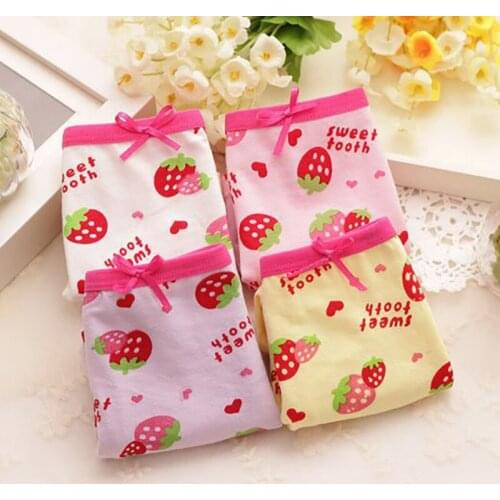 1Pcs Bow Baby Girl Briefs Cute Strawberry Print Kids Girls Panties Cotton Soft Comfortable Underpants Boxer Shorts