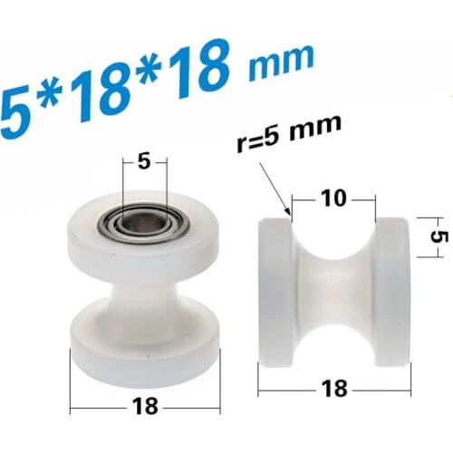 10pcs 5*18*18mm PA6 nylon, bearing pulley, MR115 roller idler, 10mm track guide wheel