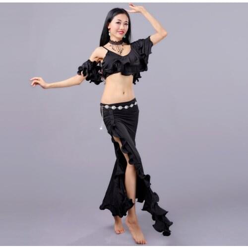 2pcs/set Carnival Costume Belly Dance Skirt Bellydance Costume Belly Dance Costume Set Gypsy Skirt with Safety Pants #DP0057