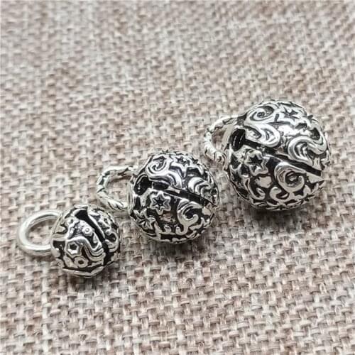 925 Sterling Silver Star Jingle Bell Charms 8mm 10mm 12mm for Bracelet Necklace