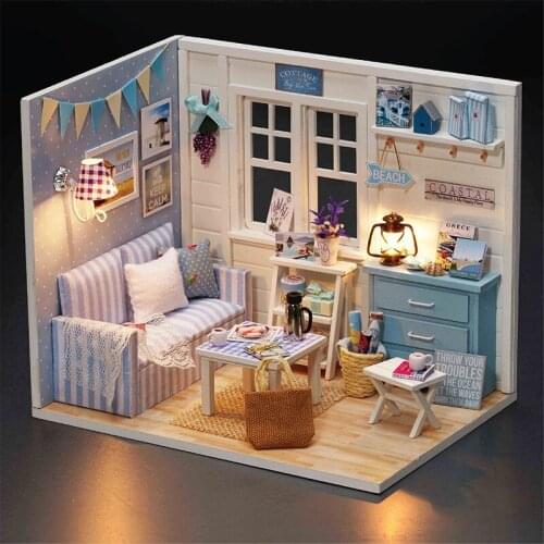 2 Kinds DIY Doll house Miniature Dollhouse Kit with Music Led Toys for Adult Children Birthday Holiday Gift