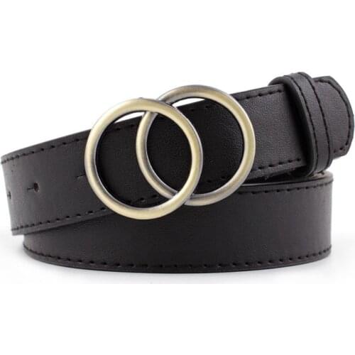 2021 New Style Double Loop Buckle Belt Versatile Fashion Retro Casual Double Coils Decoration Leather Belt