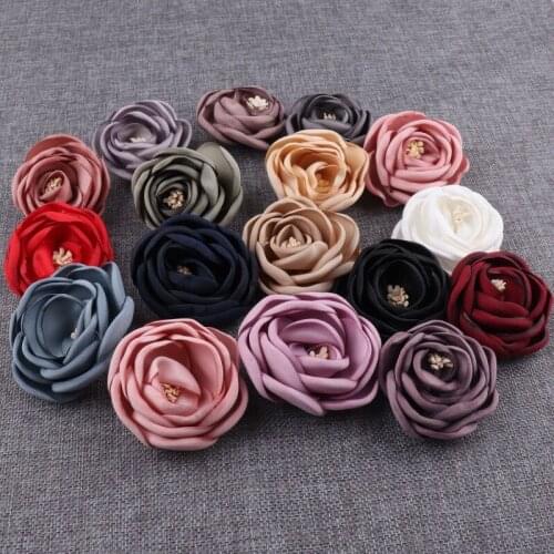 4Pcs DIY Flowers Applique Lace Trim Patch Fabric Wedding Dress Flowers Hat Hair Veil Clothes Headwear Decoration