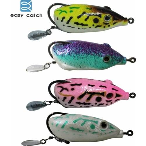 4pcs Rubber Soft Frog Fishing Lures Mixed Color Groove Hooks Blade Topwater Floating Snakehead Bass Fishing Artificial Bait