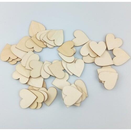 50pcs Wood Heart Blank Unfinished Wooden Slices Discs Cutout Pieces Wedding Guestbook Signin Party Guest Greetings DIY Crafts