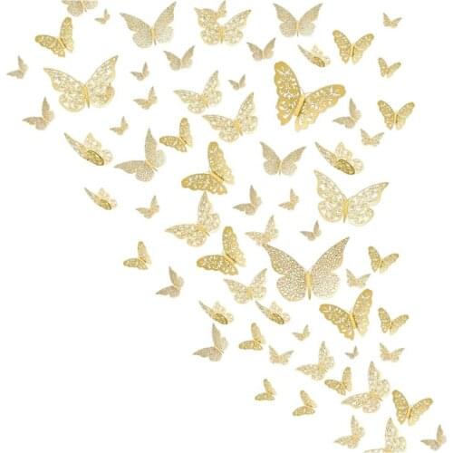 72 Pcs Butterfly Wall Decor Sticker Wall Decal 3D Removable Mural Stickers Decal for Home Room Party Decoration