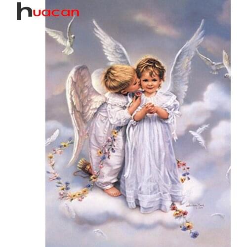 Huacan 5d DIY Diamond Embroidery Cross Stitch Angel Full Square Diamond Painting Mosaic Portrait Needlework