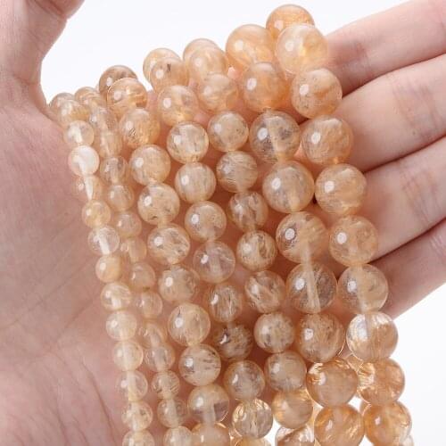 Natural Stone Beads Round Tea Watermelon Crystal Loose Bead for Jewelry Making DIY Charm Bracelet Accessories 4/6/8/10/12mm
