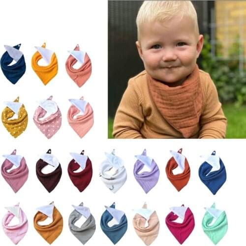 Baby Bibs Cotton Accessories Newborn 1pc Solid Color Snap Button Soft Triangle Towel Feeding Drool Bibs