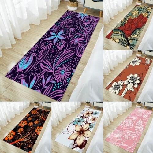 Flower Pattern Door Mat Kitchen Non-slip Floor Mats Bathroom Area Rug Bedroom Carpet Area Rug Bath Rug