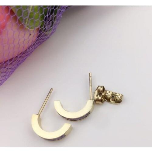 Rink-purple Seductive Hot Sell Fashion Stainless Steel Golden Color Earrings Jewelry New For Women