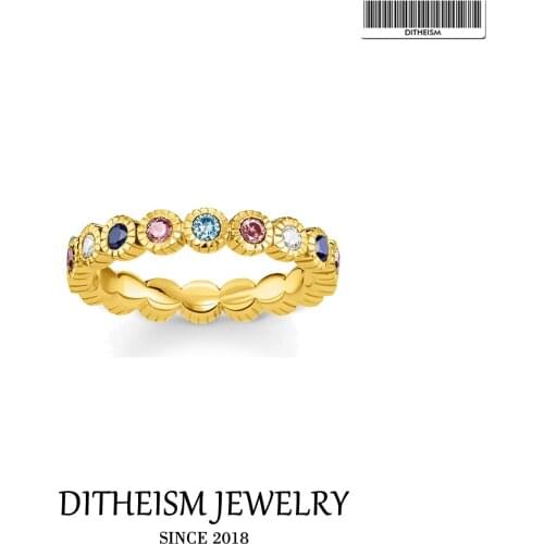 Ring Royalty Gold with Colorful Stones 925 Sterling Silver Victorian Style Vintage Fine Jewerly For Women 2021 New Bijoux Gift