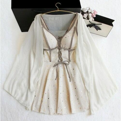 STAERK Swimsuit fairy three piece set summer 2021 new Sanya holiday fairy long sleeve blouse small chest conservative swimsuit