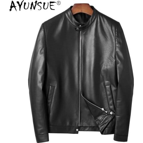 AYUNSUE 2021 Autumn Genuine Leather Jackets Men Real Sheepskin Leather Coat Mens Black Korean Outerwear Jaqueta Masculina SQQ313