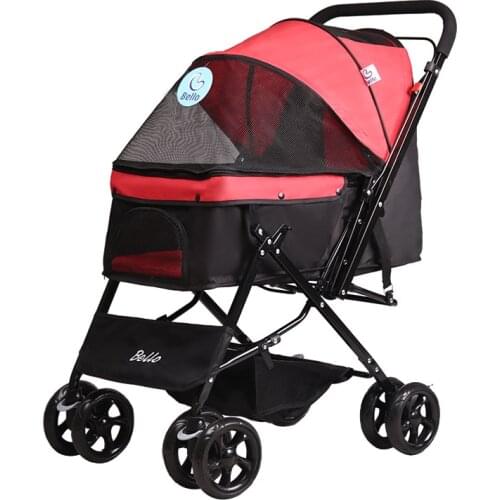 Lightweight folding pet stroller Teddy dog cat stroller four wheel outdoor out pet cage 25KG Dog/Cat/Pet Stroller Travel