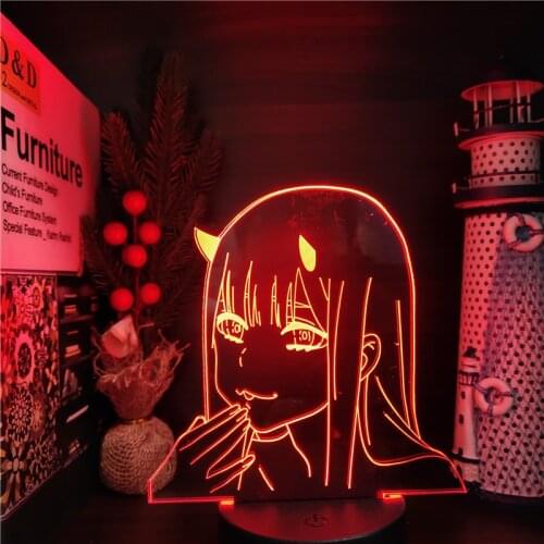 Darling in the FRANXX Zero Two Anime 3d Night Lights Lamp Colorful 002 Girl Led Xmas Gift Lighting Visual Lampara Decor Bedroom