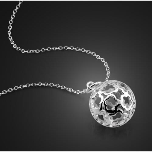 Fashion 100%925 Sterling Silver Hollow Out Pattern Ball Pendant Necklace For Women Punk Chain Choker Neck Jewelry Gift