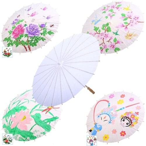 60cm Oil Paper Umbrella Painting DIY Children Toy Handicraft Blank Line draft Kit Kids Kindergarten School Drawing Art Crafts