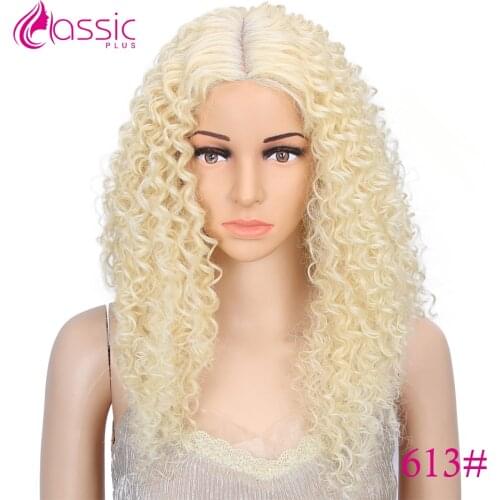 Classic Plus 24 inch Afro Kinky Curly Wigs Natural Blonde Wig for Women Synthetic Lace Wigs for Daily Use Heat Resistant
