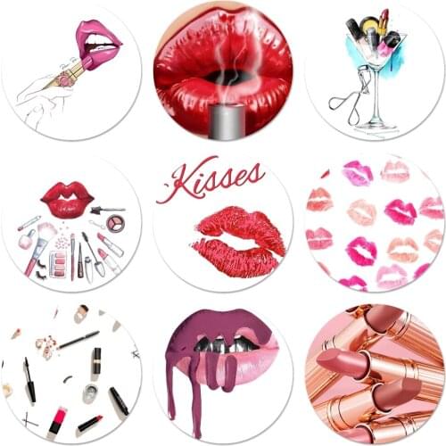 Sexy Lips Makeup Cosmetics Lipstick Icons Pins Badge Decoration Brooches Metal Badges For Clothes Backpack Decoration