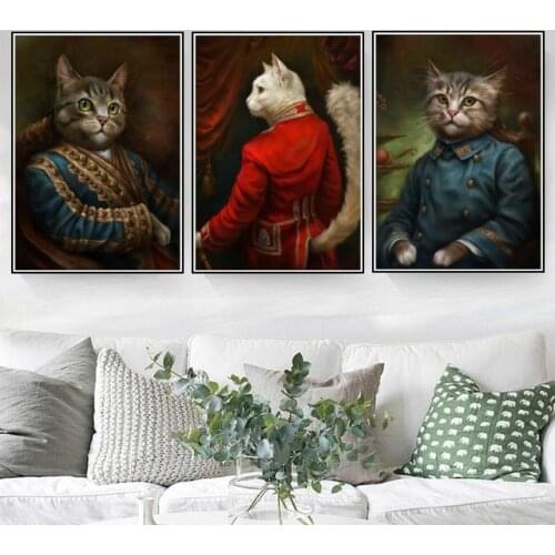 Vintage Style Home Decoration Animals Cardinal Cat Portrait Posters Hd Print Nordic Wall Art Picture for Bedroom