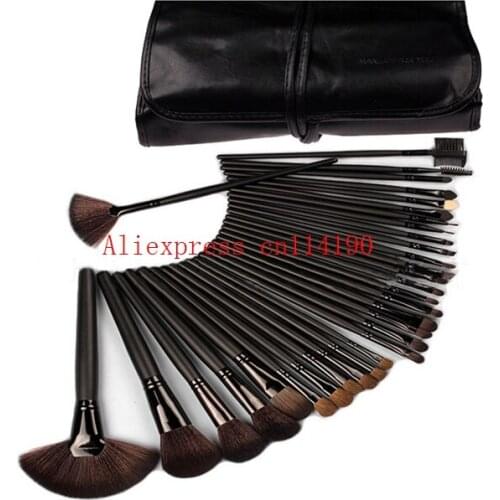 Popular 32pcs/set Makeup Brushes Professional Cosmetics Facial Kit Make up Brush Styling Tools Set Leather Case