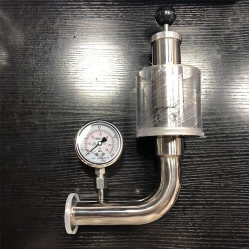 1.5" Tri Clamp 0.2-2.2 Bar SUS304 Stainless Sanitary Adjustable Pressure Relief Safety Valve With 0.4Mpa Pressure Gauge