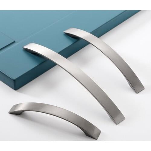 Aluminum Alloy Brushed Silver Cabinet Handles Drawer Knobs Kitchen Cabinet Door Pulls Furniture Dressing Table Handle Hardware