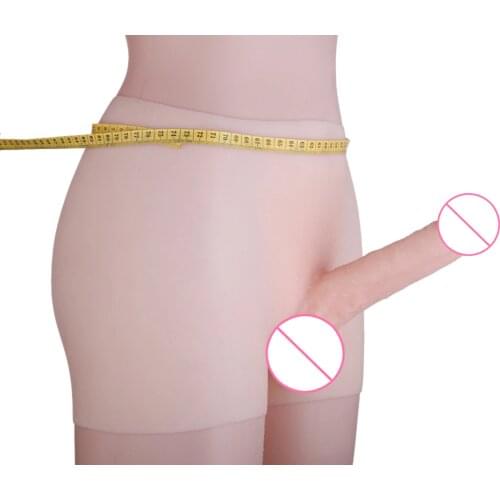 Sexy shop for lesbian silicone briefs, Solid Dildo with Scrotal Realistic Strapon Wear Penis Pants Sex Toy for Women Men Gay