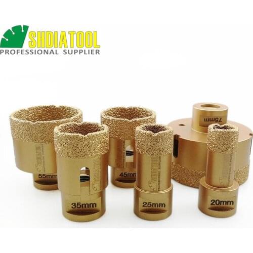 SHDIATOOL 6pcs M14 Vacuum Brazed Diamond Drilling Core Bits Dia 20/25/35/45/55/75mm Hole Saw Granite Marble Ceramic Drill Bits