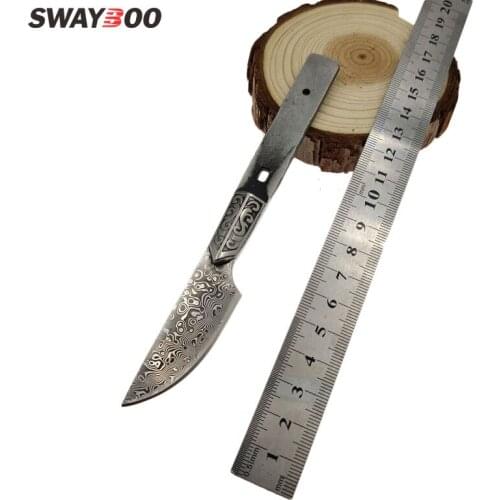 Swayboo Damascus Steel 67 Layer VB67A Tea Needle Straight Knife Bille Blade Semi-finished Diy Self-defense Survival Knife