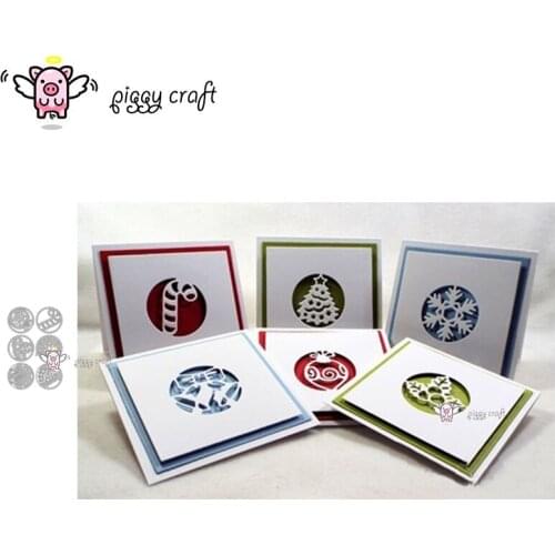 Piggy Craft metal cutting dies cut die mold 6Pcs Christmas circle Scrapbook paper craft album card punch knife art cutter die