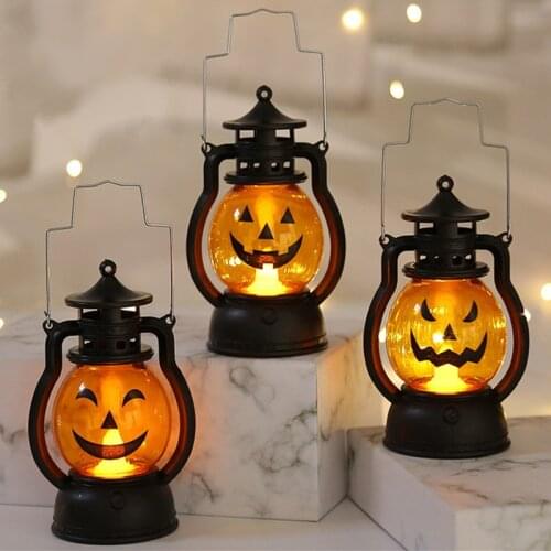 Pumpkin Skull LED Pony Lantern Halloween Decoration Prop Creative Holiday Bar Party Light LED Oil Lamp Prop