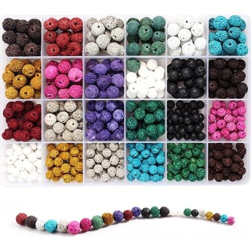 Lava Beads Bulk Natural Stones Beads for Jewelry Making Lava Stone Beads Volcanic Bracelet DIY Beads Decoration Craft Kit