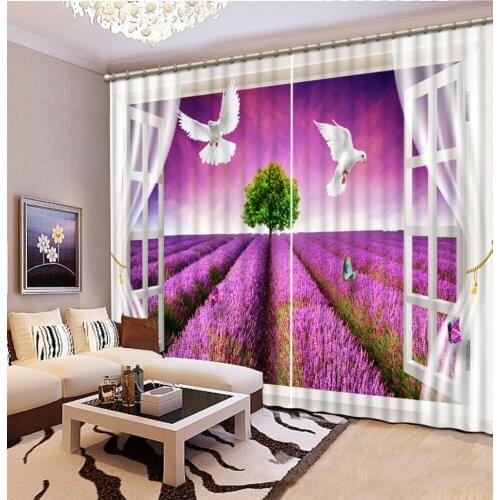 Curtains for living room blackout purple nature scenery curtain styles for bedrooms