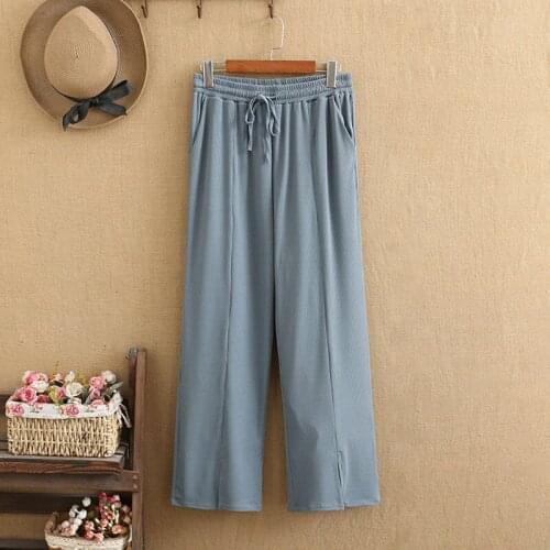 Plus Size For Women Trousers Elastic Waist High Waist Drawstring Adjustable Vertical Sensation Looser Wide-Legged Pants Spring