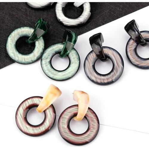 AENSOA Unique Resin Acrylic Drop Earrings For Women Korean Multicolor Round Statement Pendant Earrings Fashion Jewelry INS