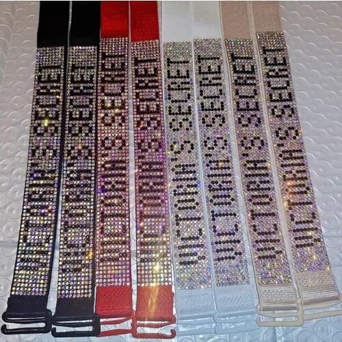 Womens diamond bra strap underwear accessories strap blingbling inlaid alphabet masonry strap shoulder strap 1.8*35cm
