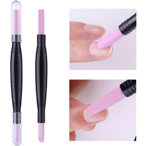 1Pcs Black Quartz Scrubs Stone Cuticle Stick Pen Cuticle Nail Art Pusher Spoon Cut Nail Pusher Manicure Care Tools Double-headed