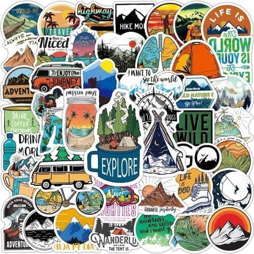 10/50/100PCS Camping Landscape Stickers Outdoor Adventure Climbing Travel Waterproof Sticker to DIY Suitcase Laptop Bicycle Toys