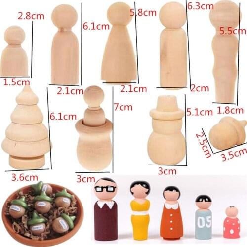10Pcs Natural Unfinished Wooden Peg Doll Bodies Shape DIY Paint Arts Crafts for Xmas Tree Decor Home Party Ornament U3