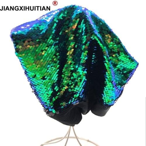 2018 Women Knitted Paillette Bling Cap Casual Glossy Beanies Hat Hip-Hop Skullies Beanie Sequin Caps Soft Warm Slouch Hat