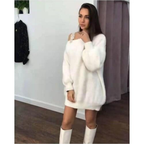 2019 Sale Women Sweaters And Pullovers Jumper Woman Sweater Loose Lazy Wind Rhinestone Shoulder Strap Buckle Leaking Female